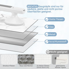 SWANEW Haltegriff Dusche mit Saugnapf, MAX 110 KG, 32CM Duschgriff, Abnehmbare Badewannengriff, Sauggriff, Badgriff