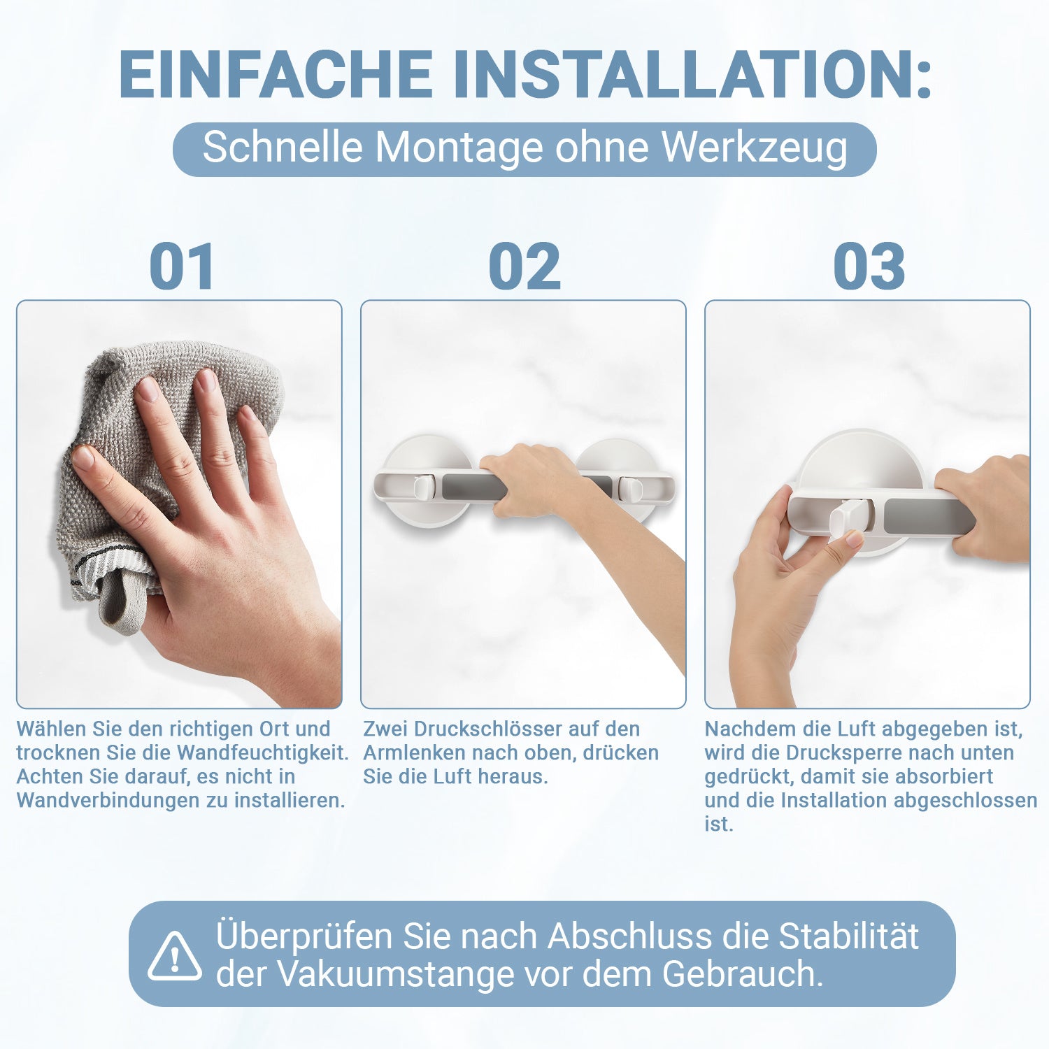 SWANEW Haltegriff Dusche mit Saugnapf, MAX 110 KG, 32CM Duschgriff, Abnehmbare Badewannengriff, Sauggriff, Badgriff
