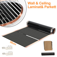 SWANEW Infrarot Heizfolie 220W/m², 1,0 m² Elektrische Fußbodenheizung, 50x200cm Heizboden