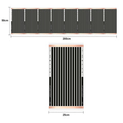 SWANEW Infrarot Heizfolie 220W/m², 1,0 m² Elektrische Fußbodenheizung, 50x200cm Heizboden
