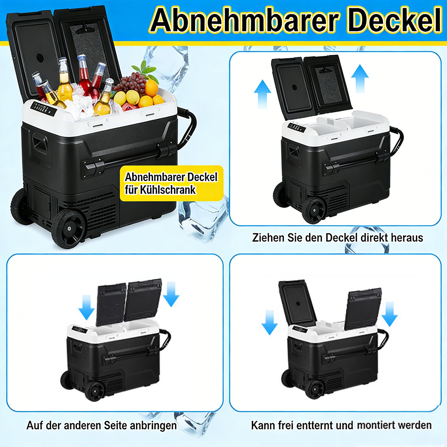 SWANEW  Kompressor Kühlbox elektrisch, Doppeltür Doppelzone Auto Kühlschrank, mit Bluetooth-Steuerung