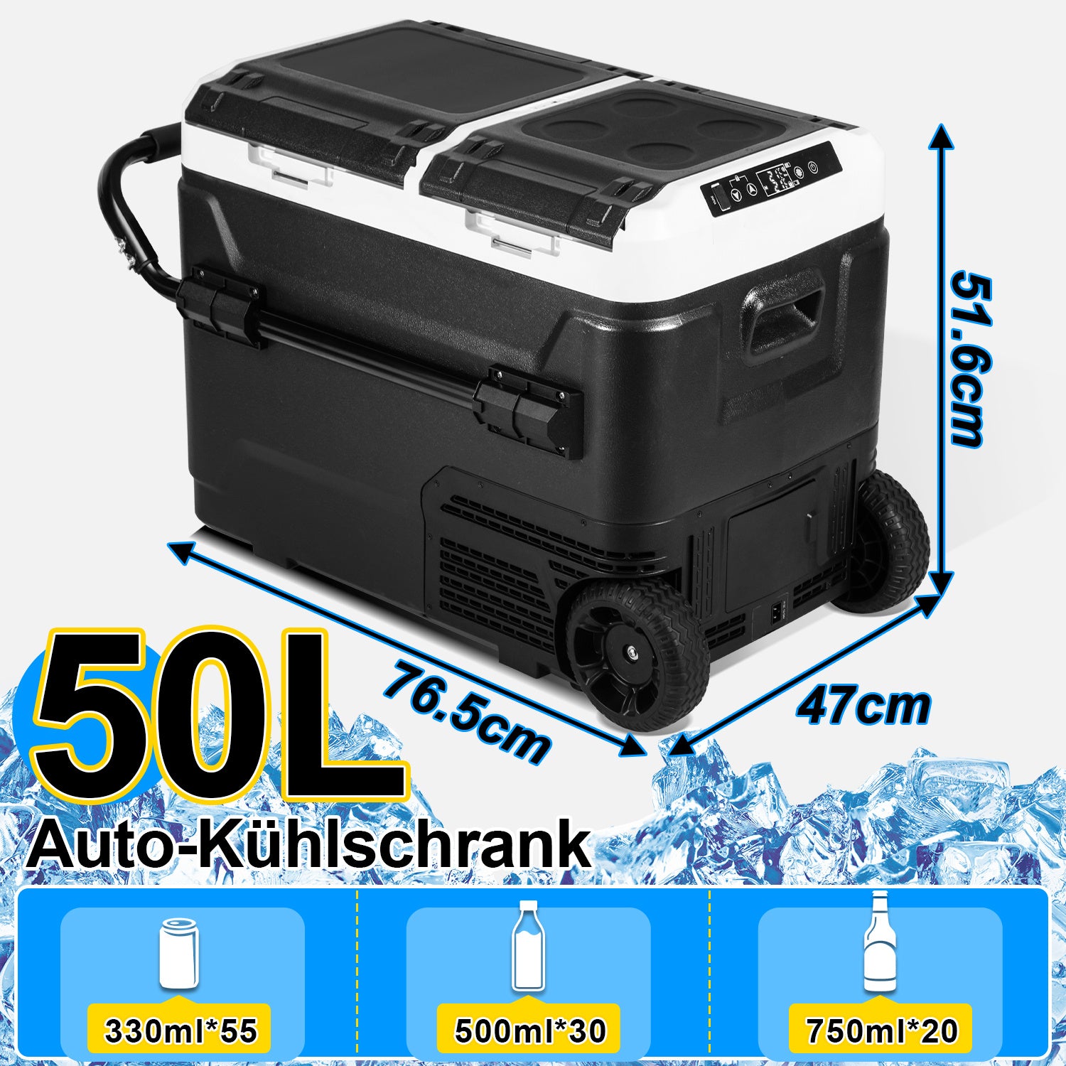SWANEW  Kompressor Kühlbox elektrisch, Doppeltür Doppelzone Auto Kühlschrank, mit Bluetooth-Steuerung