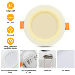 SWANEW 20x LED Einbaustrahler 3200K/6000K, LED strahler, 220V 5W Deckenstrahler, Deckenspot
