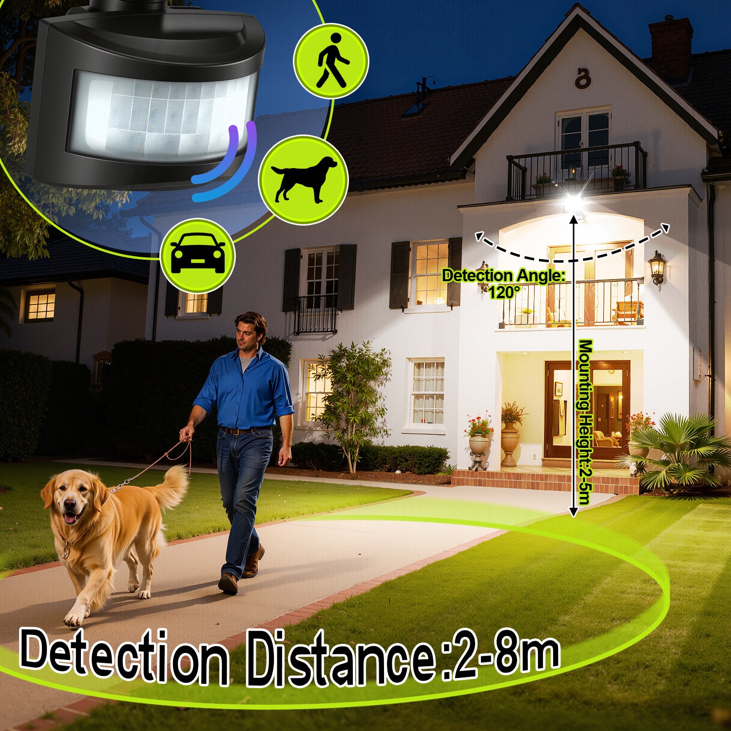 SWANEW 10-100W LED Strahler mit Bewegungsmelder, LED Fluter Kaltweiß Wandstrahler Außen IP66, Scheinwerfer,  Gartenlampe, Baustrahler (kein Stecker)