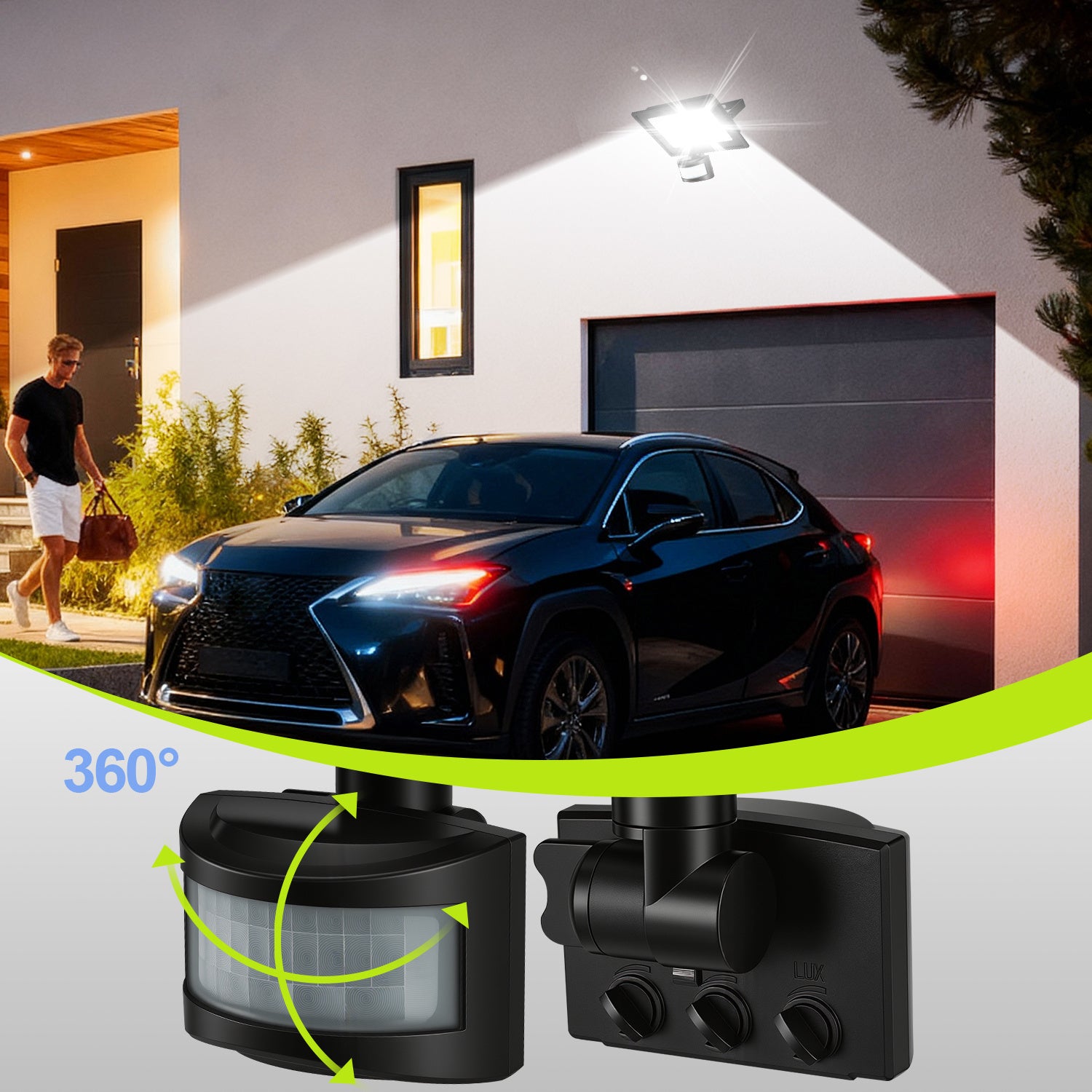 SWANEW 10-100W LED Strahler mit Bewegungsmelder, LED Fluter Kaltweiß Wandstrahler Außen IP66, Scheinwerfer,  Gartenlampe, Baustrahler (kein Stecker)