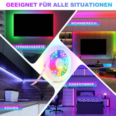 SWANEW Led Streifen RGB SMD 5050, LED Strip Selbstklebend, mit 24-Tasten-Fernbedienung, Dimmbar LED lichtband Leiste, für Zuhause, Partei