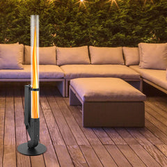SWANEW Pelletfackel Feuerrohr, Stahl Pelletbrenner, mit 100 cm Borosilikatglas, Ambiente Feuersäule