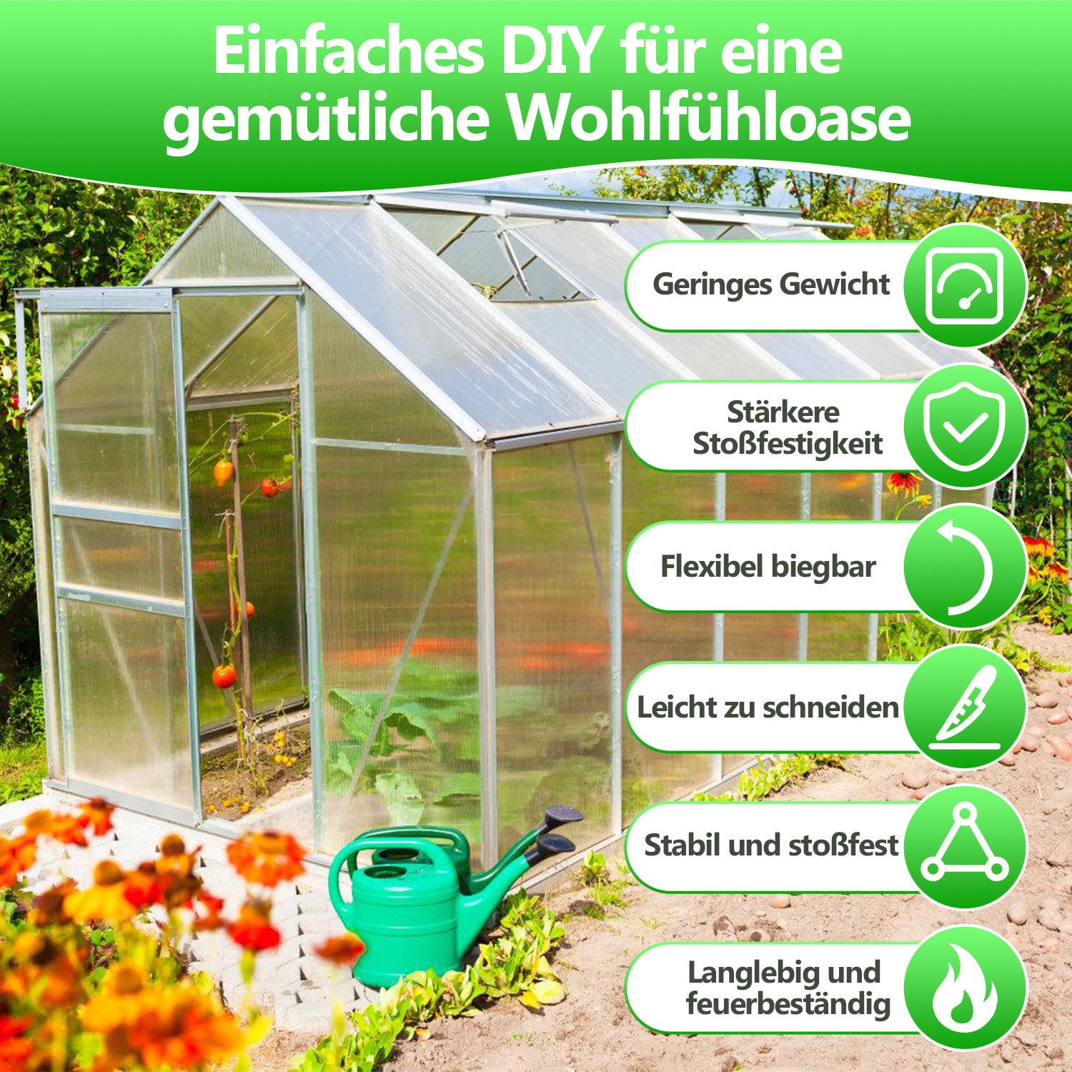SWANEW 5/10/15x Polycarbonat Hohlkammerstegplatten 8mm, UV-beständigen Doppelstegplatte für Gewächshaus (60.5 x 121cm) | 1.2kg/m²