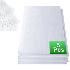 SWANEW 5/10/15x Polycarbonat Hohlkammerstegplatten 8mm, UV-beständigen Doppelstegplatte für Gewächshaus (60.5 x 121cm) | 1.2kg/m²