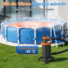 SWANEW Poolheizung Elektrisch 3KW, Heizung bis 45 °C, Ø 29 x 42 cm Pool Heizung  mit Digitalanzeige, FI-Schutz, Schnittstelle 32-38 mm