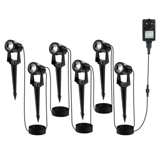 SWANEW LED Gartenbeleuchtung mit Erdspieß, 6er Set LED Gartenstrahler RGB Farbwechsel, Gartenleuchte IP65, Gartenlampe Wegbeleuchtung mit Stecker und Fernbedienung