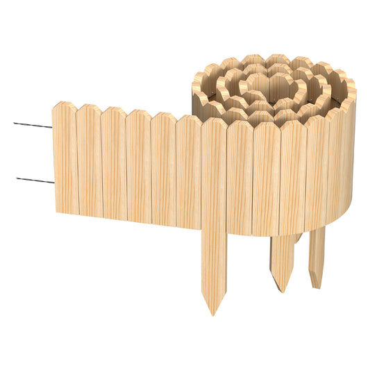 SWANEW Beeteinfassung Holz, Rollborder Beetumrandung, Flexible Rasenkante Holz
