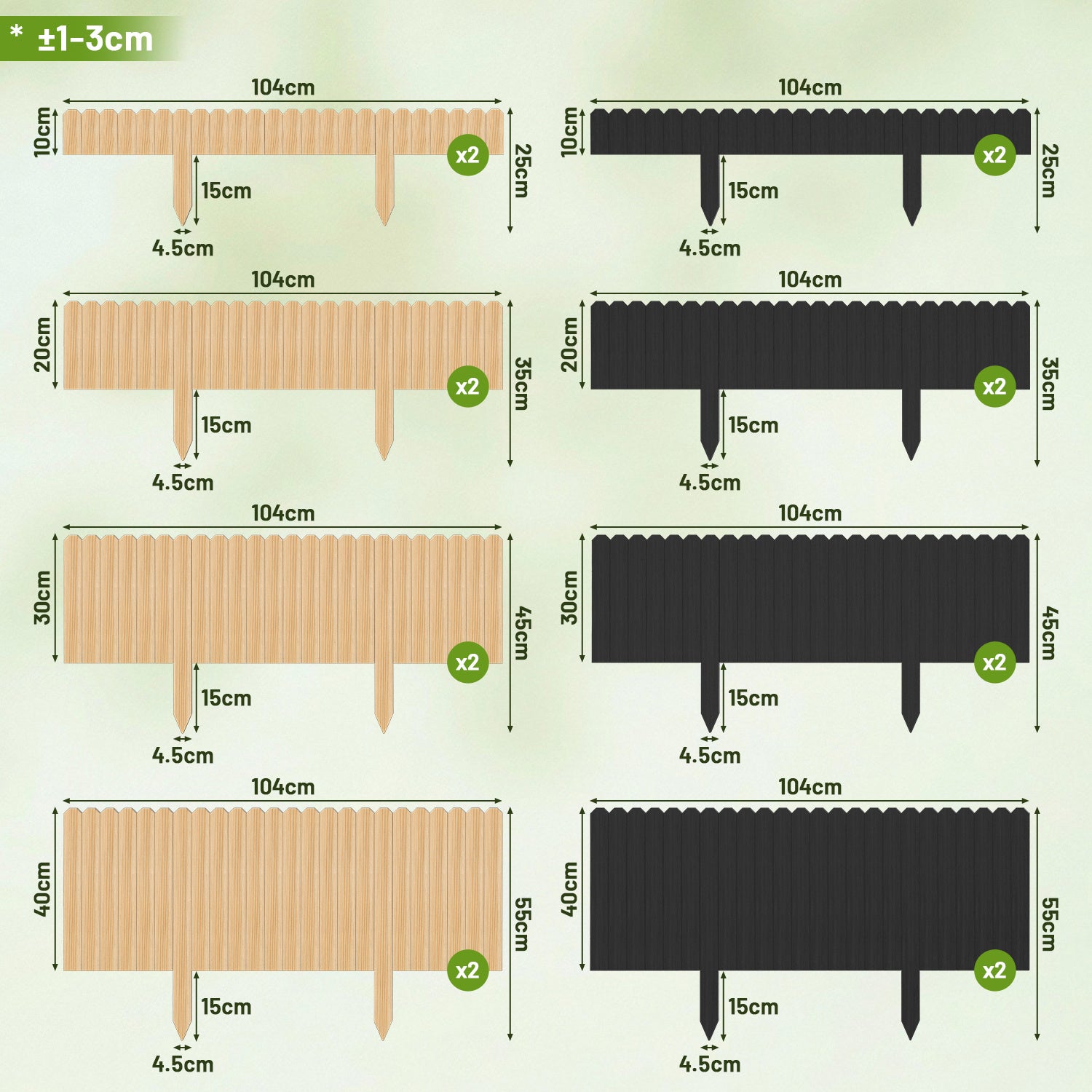 SWANEW Beeteinfassung Holz, Rollborder Beetumrandung, Flexible Rasenkante Holz
