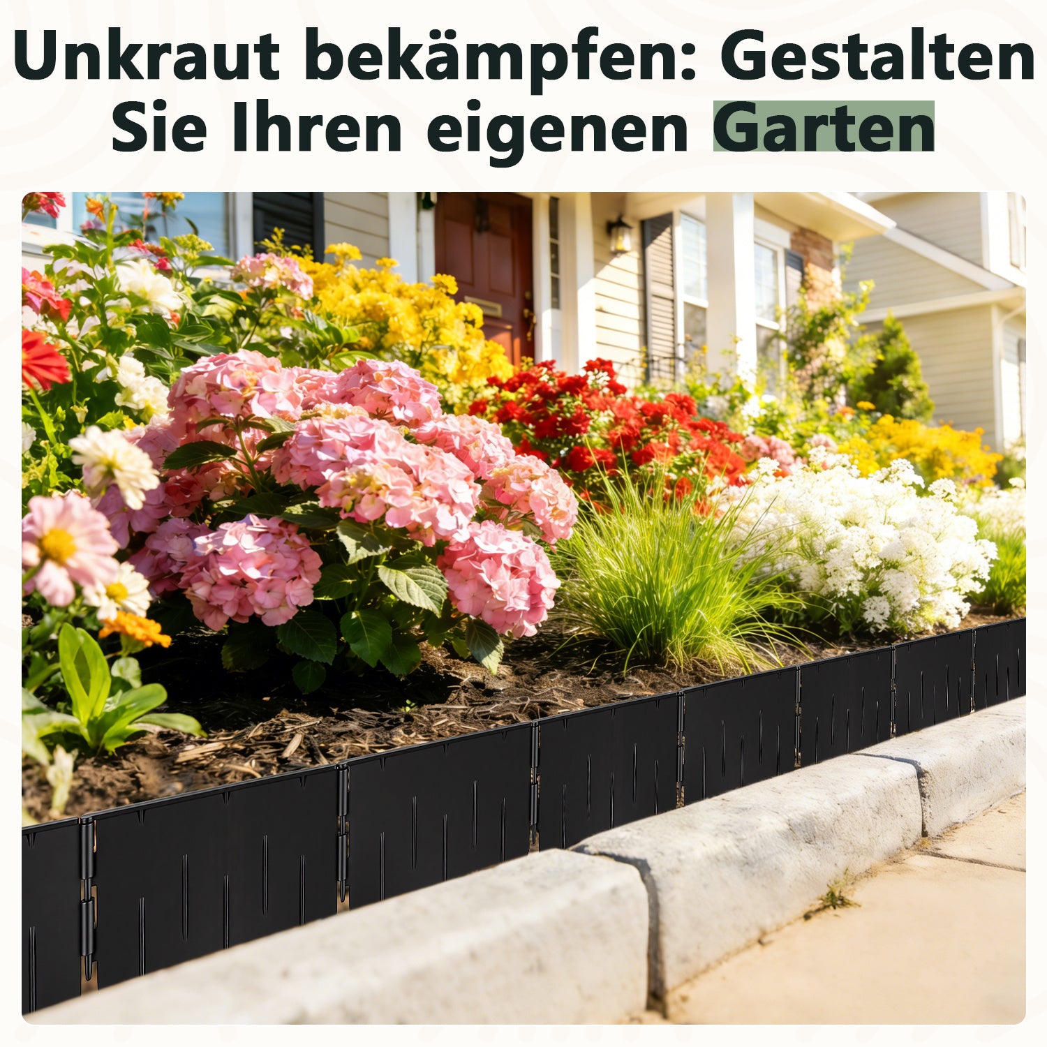SWANEW Rasenkante Kunststoff, Beetumrandung zum Einschlagen