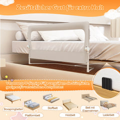 SWANEW Bettschutzgitter Kinderbett – höhenverstellbarer Rausfallschutz für Boxspringbett & Elternbett, 72–86 cm, 180° klappbar, 150/180/200 cm