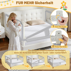 SWANEW Rausfallschutz, Bettschutzgitter höhenverstellbar 64-96 cm, Babybettgitter mit Doppelknopfschalter, Kinderbettgitter für Kleinkinder