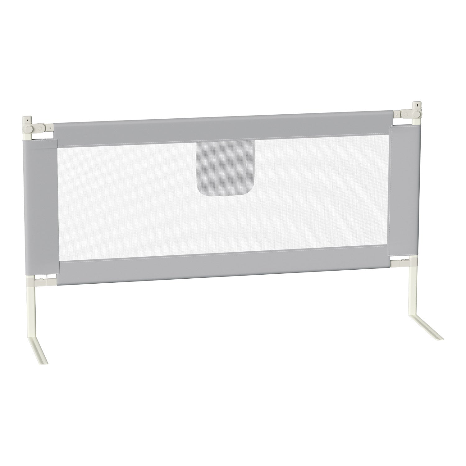 SWANEW Rausfallschutz, Bettschutzgitter höhenverstellbar 64-96 cm, Babybettgitter mit Doppelknopfschalter, Kinderbettgitter für Kleinkinder