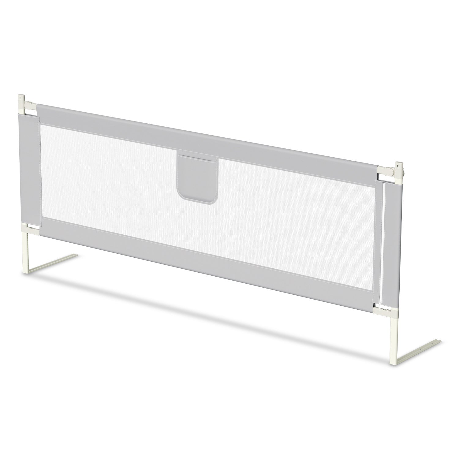 SWANEW Rausfallschutz, Bettschutzgitter höhenverstellbar 64-96 cm, Babybettgitter mit Doppelknopfschalter, Kinderbettgitter für Kleinkinder