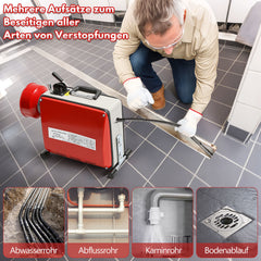 SWANEW Rohrreinigungsmaschine 500W, Elektrische Abflussreiniger mit 6 Köpfen,  Rohrreinigungsgerät, Elektrische Köpfe Für 20–120 mm Rohre
