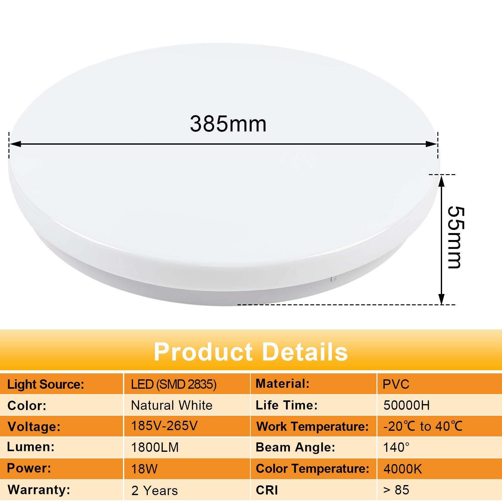 SWANEW 18W LED Deckenleuchte mit Bewegungsmelder, Fernbedienung Neutral weiß