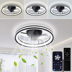 SWANEW Deckenventilator Mit Beleuchtung Dimmbar Ventilator Ø50cm, Fernbedienung/APP-Steuerung, 6 Windstufen, Deckenleuchte mit Ventilator
