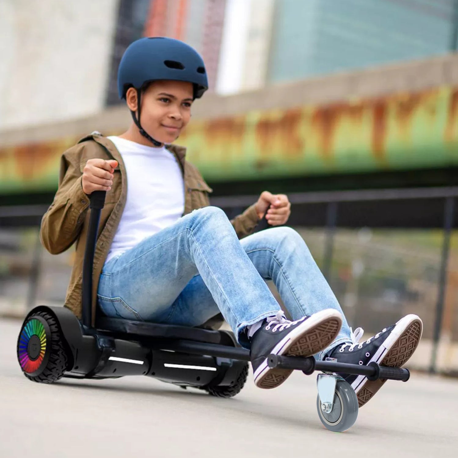 SWANEW Hoverboard Sitz, Kart Hoverboard mit Sitz verstellbarer für 6.5-10 Zoll, Sitzscooter Kartsitz, für Erwachsene und Kinder