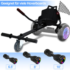 SWANEW Hoverboard Sitz, Kart Hoverboard mit Sitz verstellbarer für 6.5-10 Zoll, Sitzscooter Kartsitz, für Erwachsene und Kinder