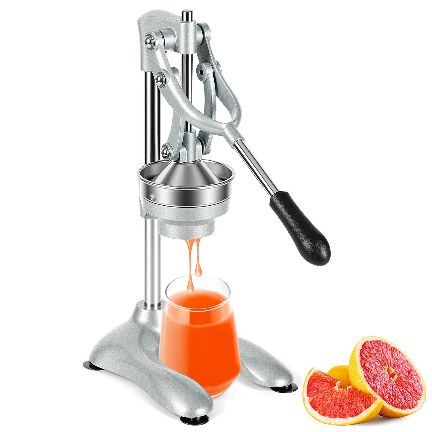 SWANEW Saftpresse Manuell, Zitronenpresse, Zitruspresse Edelstahl, Orangenpresse Flüsterleise, für alle Saftfrüchte Geeignet