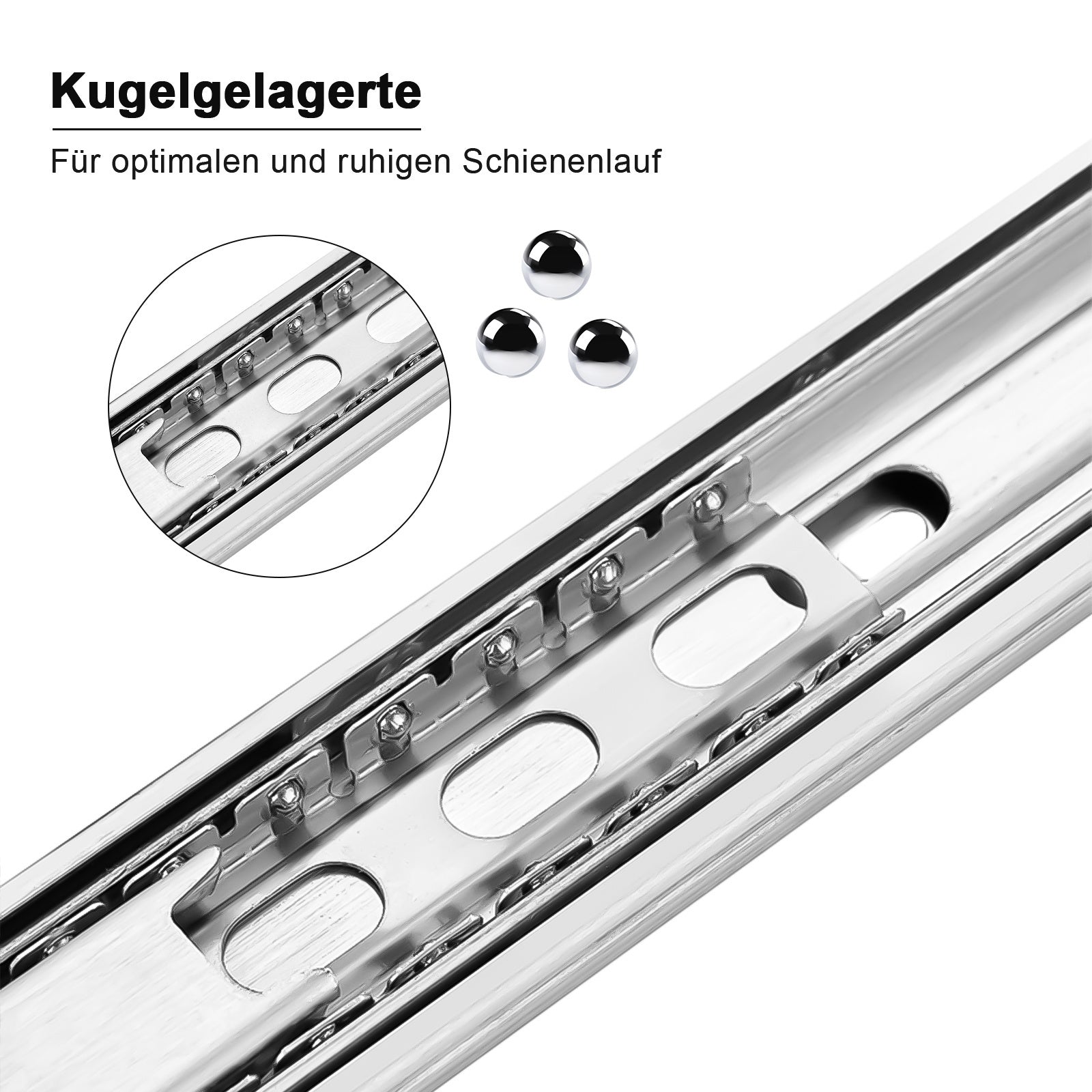 SWANEW Schubladenschienen 250 - 550 mm, Schubladen  Schienensystem mit Selbsteinzug, Teleskopschiene vollauszug Schubladenauszüg, Kugelführung, Tragkraft 35 Kg
