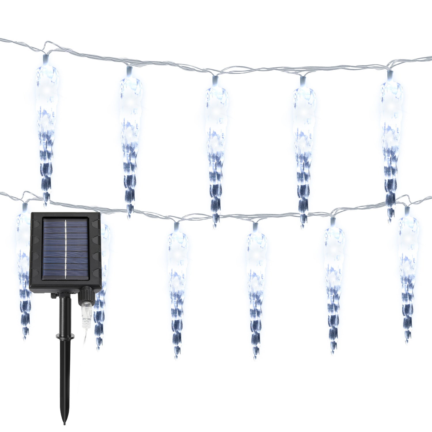 SWANEW Solar Eiszapfen Lichterkette, Eisregen Licht,IP44 Außen Fensterbeleuchtung, Weihnachtsdeko