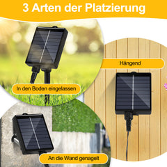 SWANEW Solar Lichterkette Außen, LED Solarlampe, USB & Solar Ladefunktion, Weihnachtsdeko