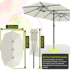 SWANEW Sonnenschirm, Doppelsonnenschirm Rechteckig mit Handkurbel, Terrassenschirm, ohne Ständer