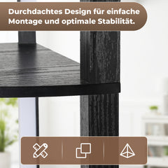 SWANEW Stehlampe mit Holzregal, Bücherregal mit LED-Beleuchtung, 360° Drehbare RGB LED Stehleuchte Wohnzimmer, 3 Farbtemperaturen, 20W & 163 cm Höhe