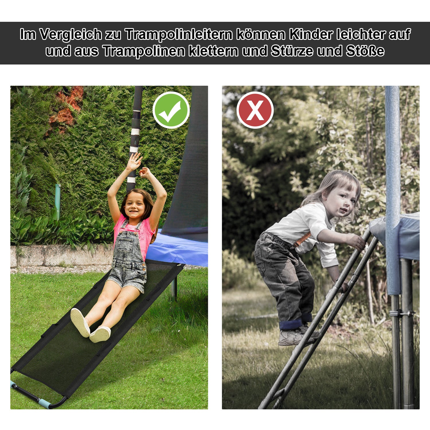 SWANEW 150 cm Trampolinenleiter, Tragkraft von 100 kg, universelles Trampolinen-Zubehör, für Garten-Trampolins