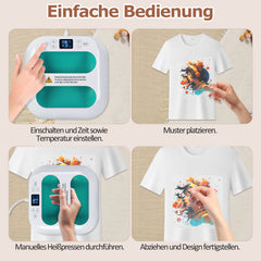 SWANEW Transferpresse Plotter 22,5 cm x 22,5 cm, Heizpresse Tragbare con Zeitmesser, DIY Buigelpresse für T-Shirt/Taschen/Kissen/Plotter