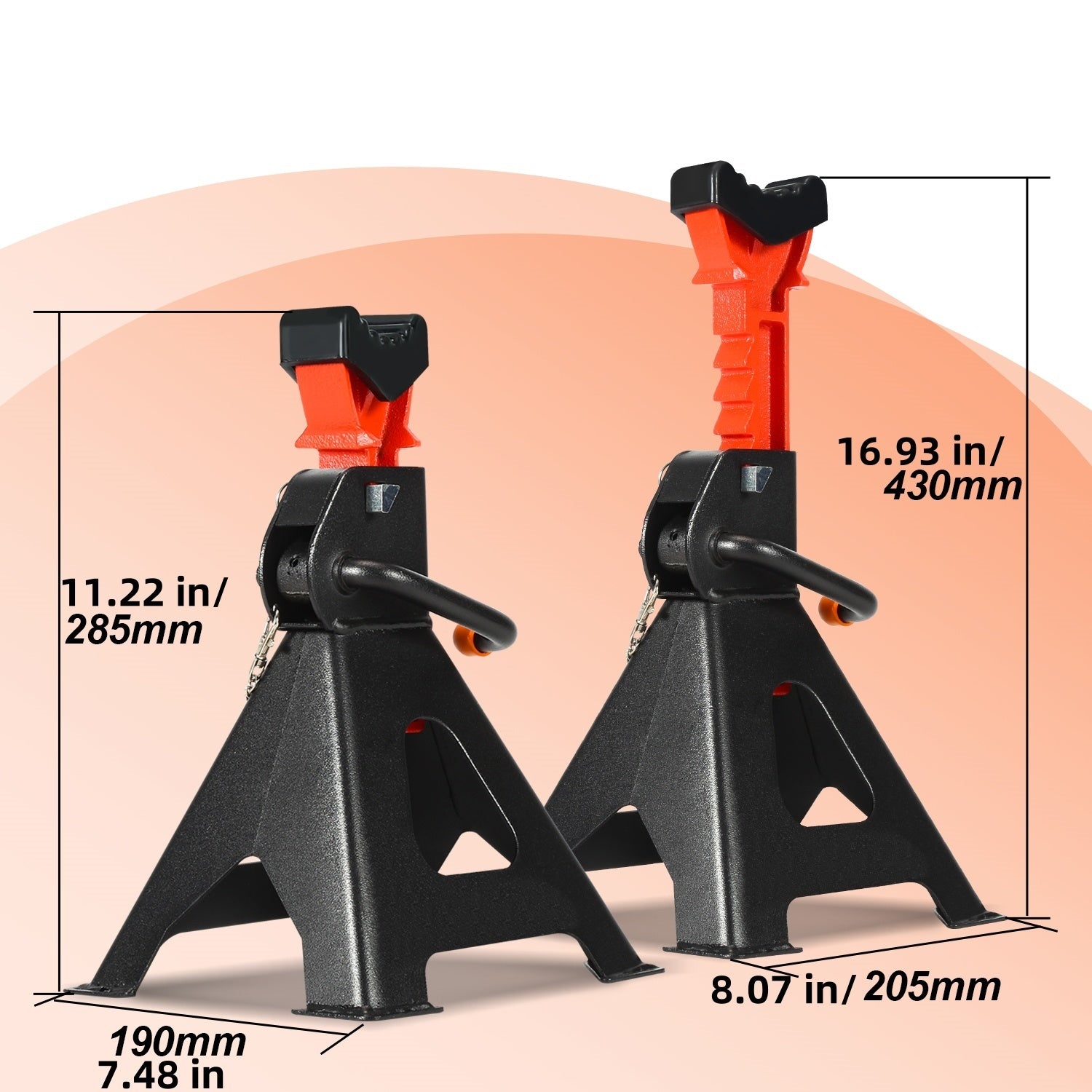 SWANEW Unterstellbock 3T Tragfähigkeit, Unterstellbock höhenverstellbar 285-430mm mit Sicherung, Auto PKW Abstellbock, Stützbock