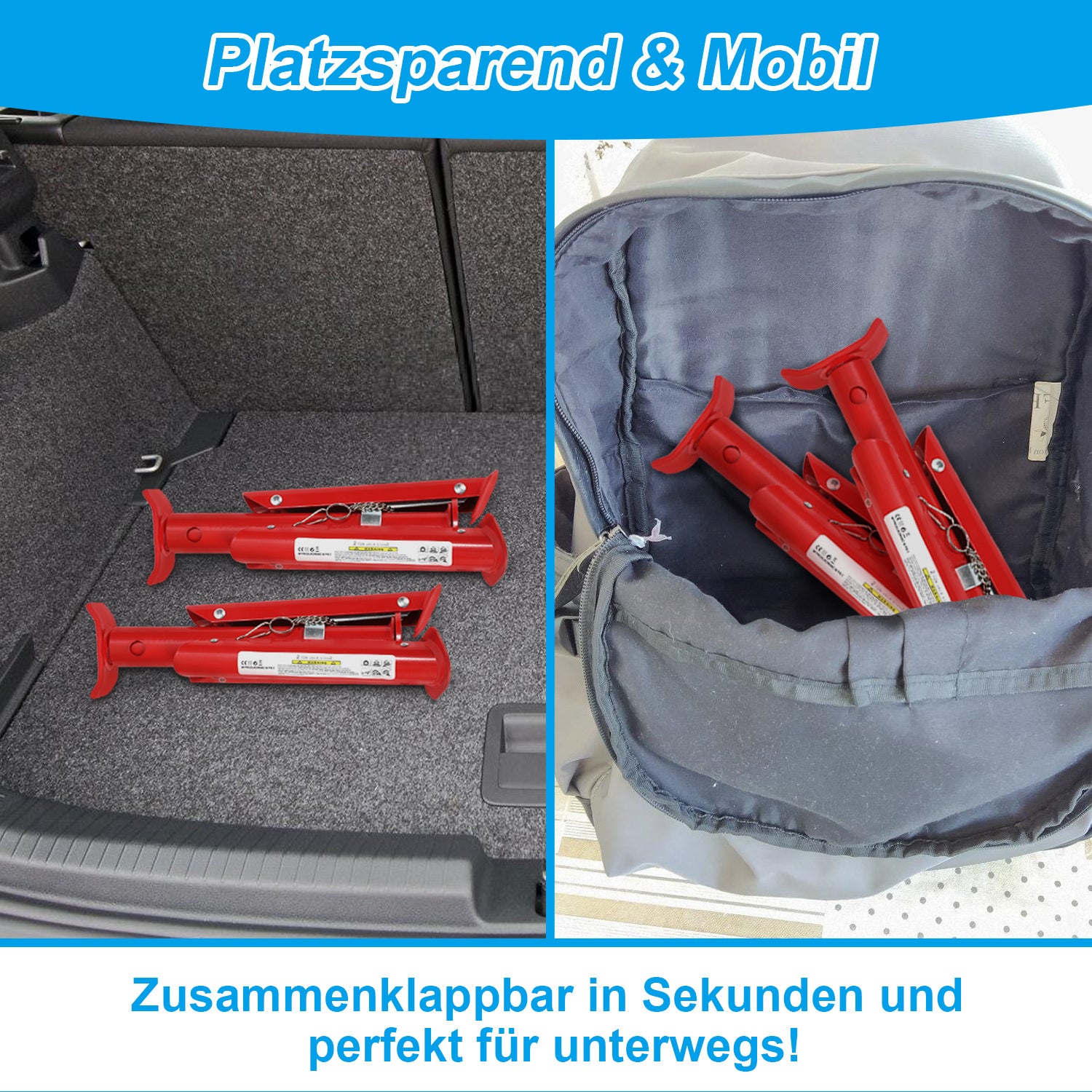 SWANEW Unterstellböcke klappbar 2T/3T, Stützbock Höhenverstellbar, Sicherheitsbügel, Stutzböcke für SUV & PKW
