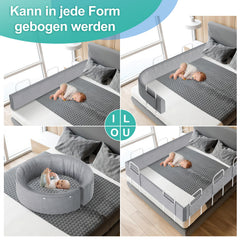 SWANEW Bettgitter Rausfallschutz 150/180/200cm , Verformbar Kinderbettgitter 5-Loch Höhenverstellbar, für Boxspringbetten und Kinderbett