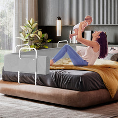 SWANEW Bettgitter Rausfallschutz 150/180/200cm , Verformbar Kinderbettgitter 5-Loch Höhenverstellbar, für Boxspringbetten und Kinderbett
