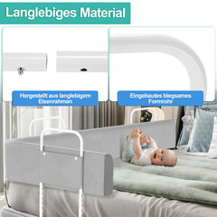 SWANEW Bettgitter Rausfallschutz 150/180/200cm , Verformbar Kinderbettgitter 5-Loch Höhenverstellbar, für Boxspringbetten und Kinderbett