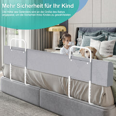 SWANEW Bettgitter Rausfallschutz 150/180/200cm , Verformbar Kinderbettgitter 5-Loch Höhenverstellbar, für Boxspringbetten und Kinderbett