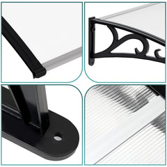 SWANEW Vordach für Haustür, 5 mm Überdachung, Transparentes Pultbogenvordach, Polycarbonat Pultvordach, Türdach für draußen