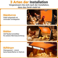 SWANEW Wärmeplatte Küken 300W, Doppelseitige Hühnerstall Heizung 30-75°C, Höhenverstellbar