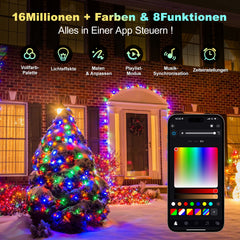 SWANEW LED Weihnachts Lichterkette, RGBIC Lichterkette, IP65, Für Innen & Außen