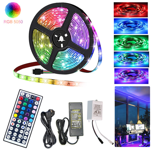 SWANEW LED Strip RGB LED Streifen LED Streifenlichter 30 LED 12V Selbstklebend mit 44 Tasten Fernbedienung IP20 LED Band Flexibel für Haus Party Küche [Energieklasse F]