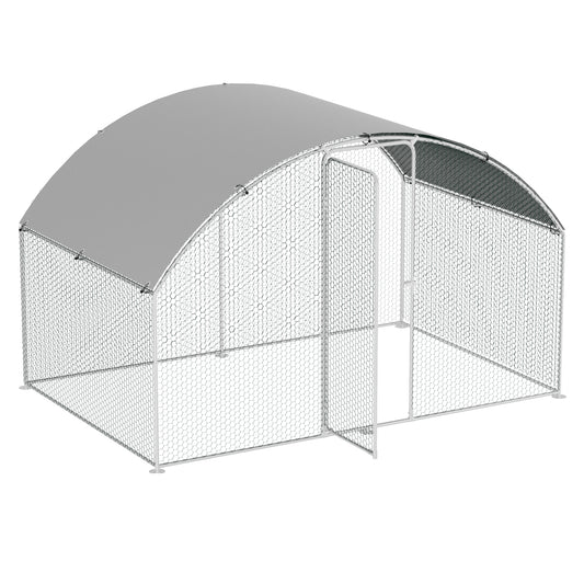 SWANEW Hühnerstall Freilaufgehege XL mit Schloss, 3x2x2m Verzinkter Stahl Hühnerhaus Freigehege Outdoor Geflügelstall Kuppeldach