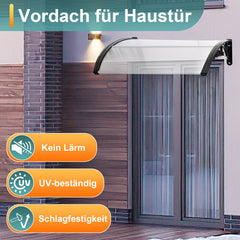 SWANEW Vordach für Haustür 100 x 300cm, 5 mm Überdachung Haustür aus Aluminium und Polycarbonat, Transparentes Pultbogenvordach, Pultvordach, Türdach für draußen Regenschutz