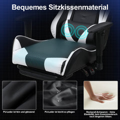SWANEW Bürostuhl Gaming Stuhl, Ergonomischer Computerstuhl, Gaming Chair mit Fußstütze, Lendenkissen und Kopfkissen, 150 kg Belastbarkeit