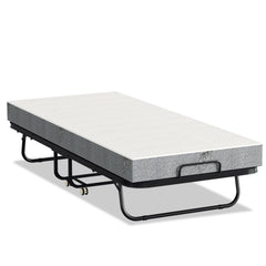 SWANEW Klappbett 90x200cm, Gästebett Klappbar mit ca.13CM Dicke Hochdichter Schaumstoff Matratze, Einzelbett mit Rollen