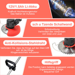 Akku Rasentrimmer mit 2 Akkus